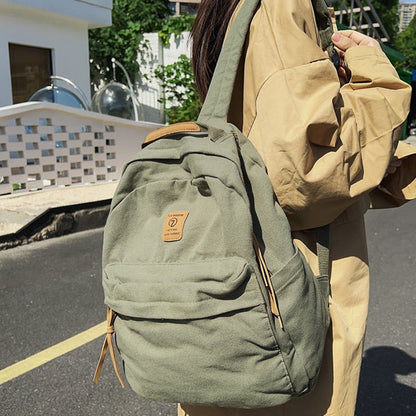 Cyflymder New Casual Cool Girl Boy Canvas Green Laptop Student Bag Trendy Women Men College Bag Female Backpack Male Lady Travel Backpack