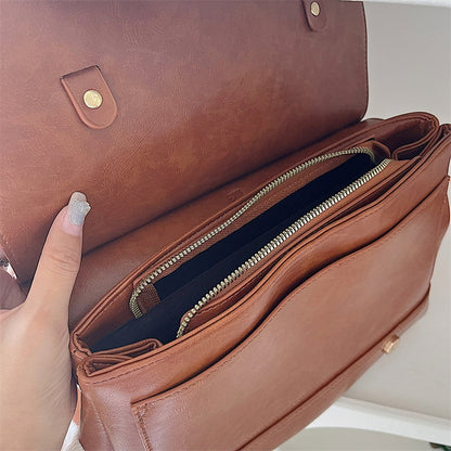 Realaiot Vintage Pu Leather Women's Small Backpack Shoulder Bag College Style Ladies Messenger Bag Retro Girls Book Tote Casual Handbags