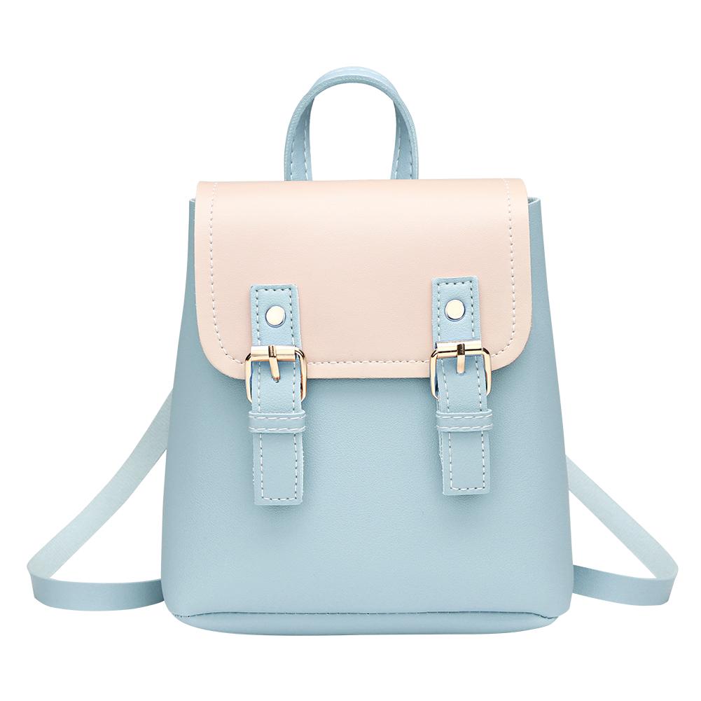 Cyflymder PU Leather Women Small Backpack Fashion Splicing Hit Color Shoulder Bags School Bags for Teenage Girls Casual Ladies Backpack