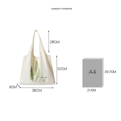 Realaiot White Canvas Vest Shopping Bags Illustration Eco Reusable Foldable Shoulder Bag Retro Large Capacity Tote Bag Women Handbag