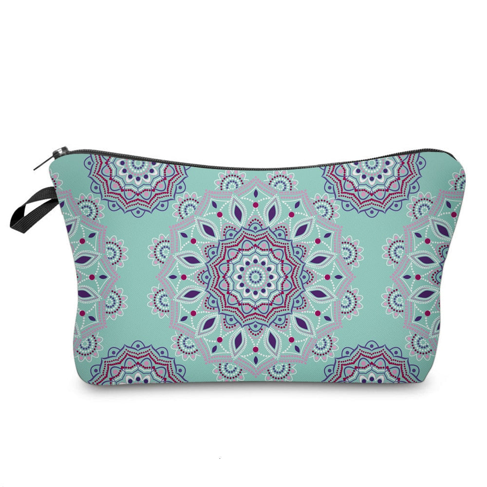 Realaiot Sloth Abstract Art  Cosmetic Bag Waterproof Printing Swanky Turtle Leaf Toilet Bag Custom Style for Travel