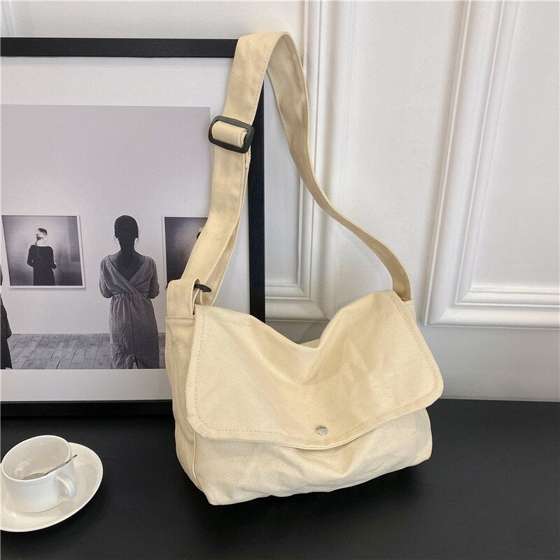 Realaiot Fashion Women Shoulder Messenger Bag Solid Simple Canvas Spring Shopping Bag Female Tote Crossbody Bag For Women Ladies Handbag