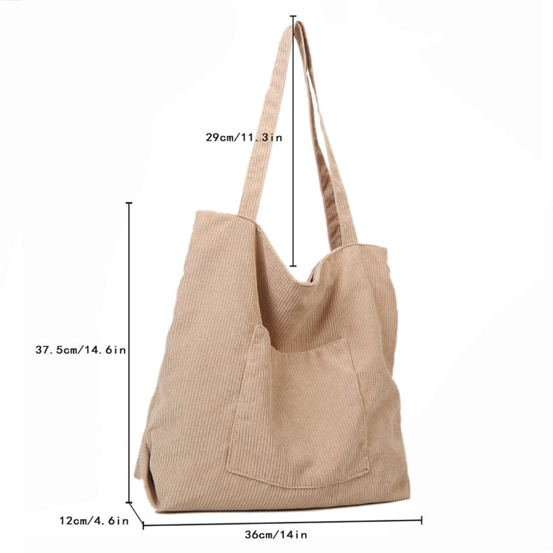 Realaiot Women Corduroy Tote Bag Large Shoulder Hobo Bags Casual Handbags Big Capacity Shopping Work Bag