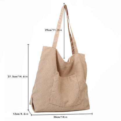 Realaiot Women Corduroy Tote Bag Large Shoulder Hobo Bags Casual Handbags Big Capacity Shopping Work Bag