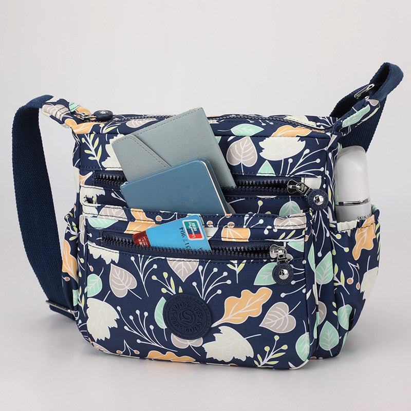 Cyflymder New Women Shoulder Bags Floral Print Women's Handbags Designer Crossbody Messenger Bag Female Waterproof Nylon Mommy Bag