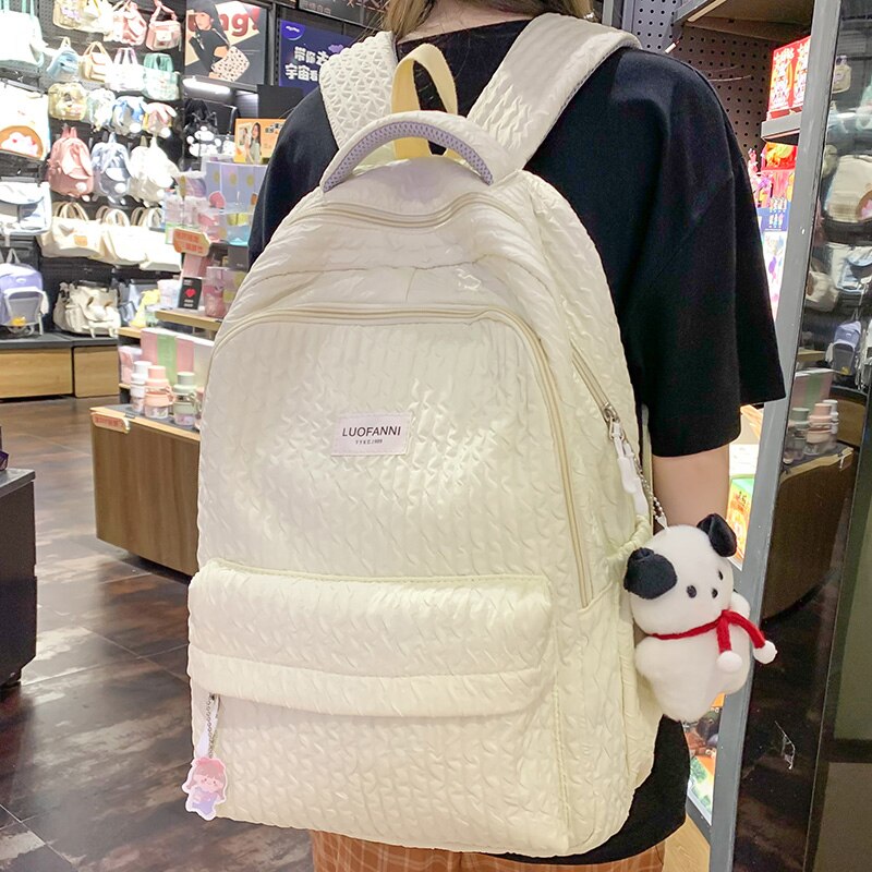 Realaiot Fashion Lady Cute Pink Laptop Female Travel Book Bag Trendy Cool Women New College Student Backpack Girl Kawaii Nylon School Bag