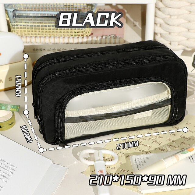 Realaiot Large Capacity Pencil Bag Aesthetic School Cases Stationery Holder Kids Pen Bag Big Stationery Box School Students Supplies