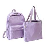 Realaiot 2pcs/set Women's Backpack Solid Color Female Multi-pocket Rucksack Casual Knapsack Student Schoolbag for Teenage Girls Bookbags