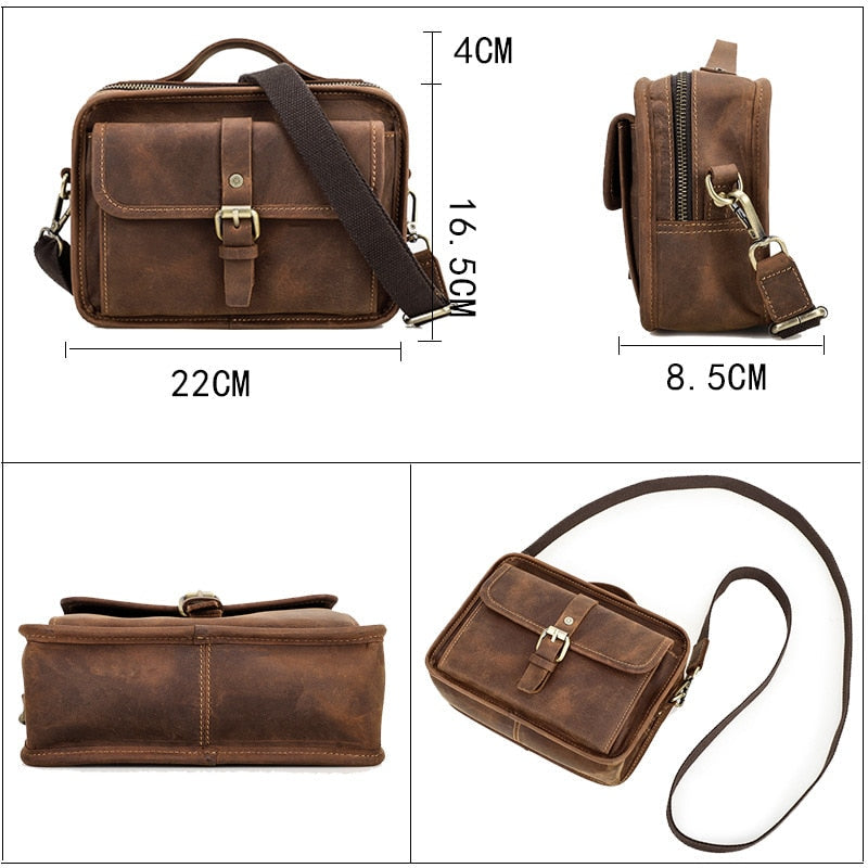 Cyflymder Shoulder Bag Vintage Crossbody Bags High Quality Bag Genuine Leather Handbag Capacity Men Messenger Bags for 7.9 inch iPad