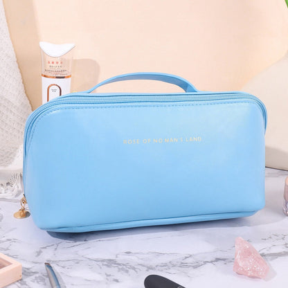 Cyflymder Large Travel Cosmetic Bag for Women Makeup Organizer Female Toiletry Bags Leather High-capacity Cosmetic Case Storage Pouch