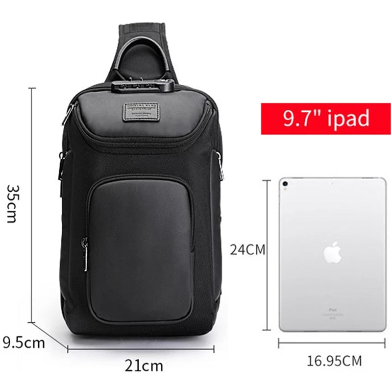 Realaiot Large Capacity Men Oxford Waterproof Multifunction Shoulder Bags Messenger Chest Sling Crossbody Bags Travel for Male