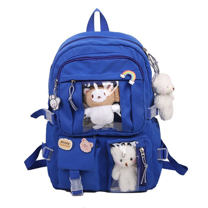 Cyflymder Large-capacity Cute Women Multi-Pocket Nylon Backpack Ins Junior High School Student School Bag Female Girl Backpack Laptop Book