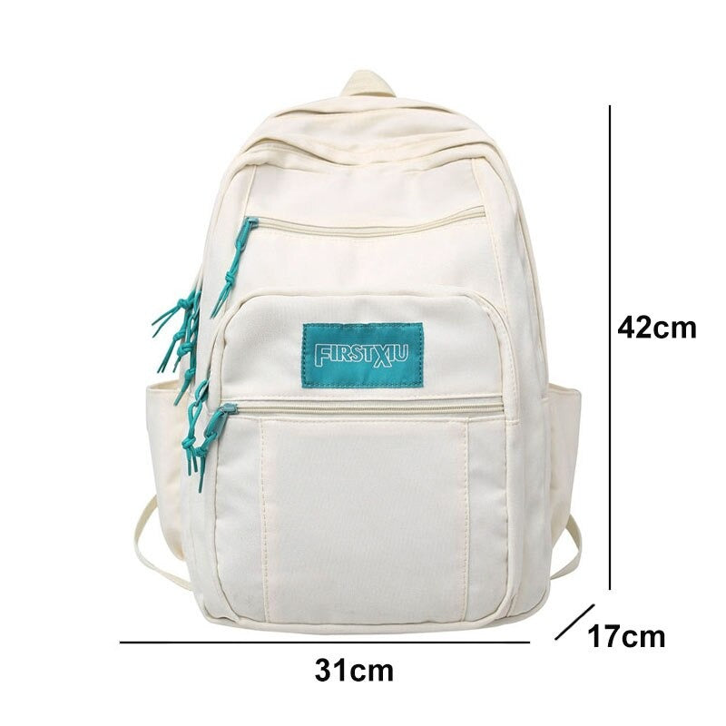 Realaiot Trend Korean Women Backpack Large-Capacity College Student Schoolbag For Teenage Girl Multi-Pocket Unisex Backpack Travel Bag