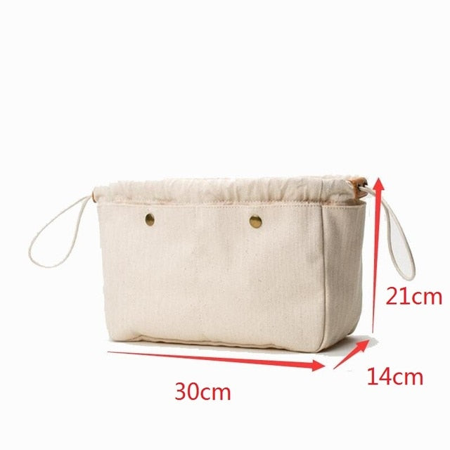 Realaiot Cosmetic Handbags Canvas Insert Bag Fit For Designer Brand Large Capacity Tote Bag Base Shaper Inner Makeup Organizer Liner Bag