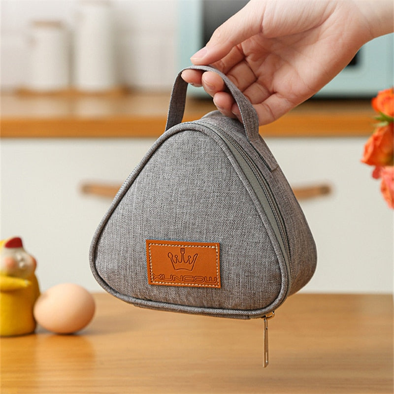 Cyflymder New Triangular Breakfast Insulation Bag Mini Portable Rice Ball Lunch Bento Cooler Bag Food Fresh Pouch for Women Student Kids