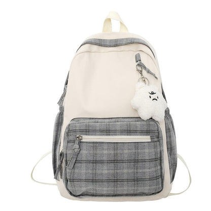 Realaiot Cute Girls Plaid Backpack Women Large Capacity Simple School Bags for Teens Female Korean Harajuku School Student Bookbag Ladies