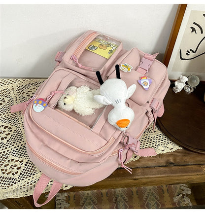 Realaiot Large Capacity Backpacks For Women Japanese Schoolbag Kawaii Student Multi-color Bag Ins Popular Waterproof Cute Travel Rucksack