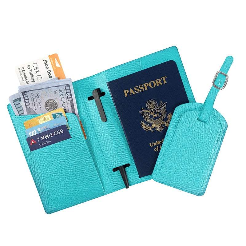 Cyflymder PU Passport Covers Business Credit ID Cards Holder Case Wallets Pouch Women Men Air Tickets Portable Holders Travel Accessories