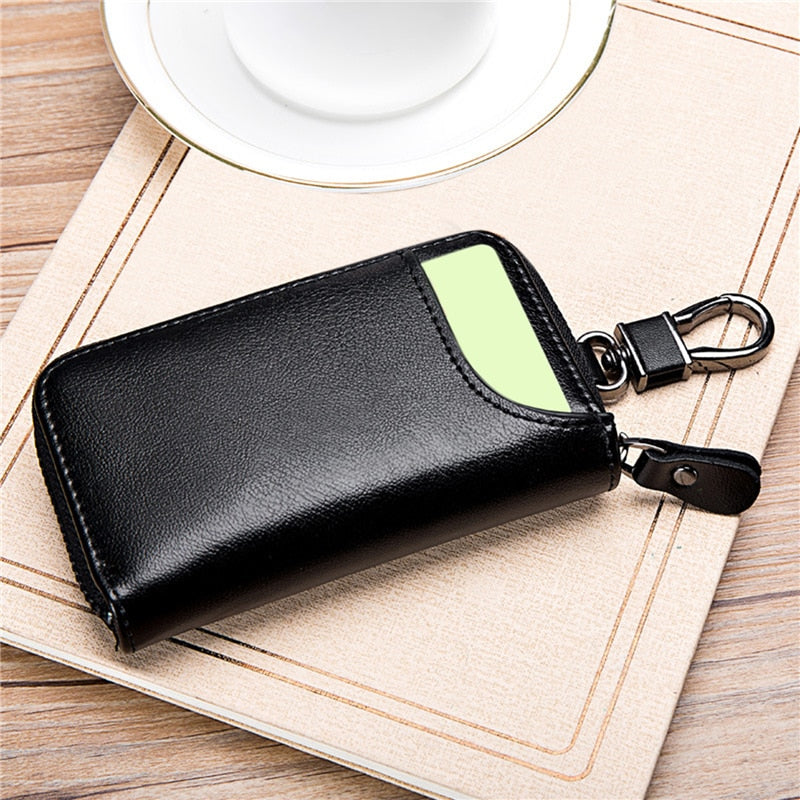 Cyflymder Leather Keychain Men Women Key Holder Organizer Pouch PU Case Split Car Key Wallet Housekeeper Key Case Mini Card Bag