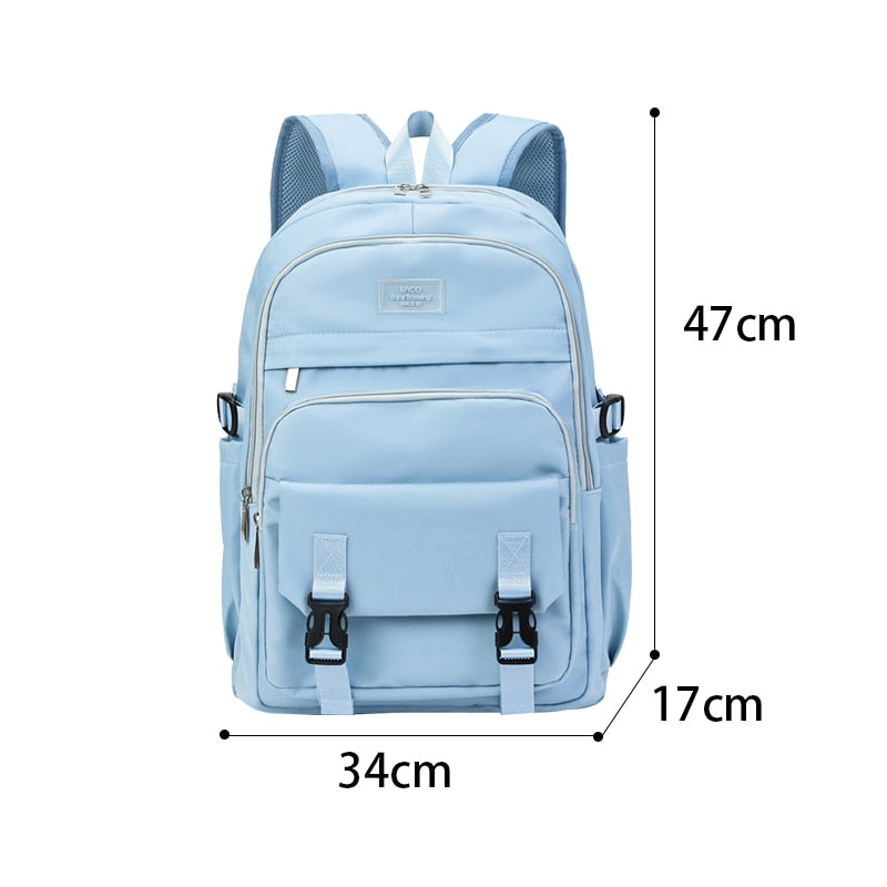 Realaiot Large Capacity School Backpacks for Girl Black Preppy Style Schoolbag Simple Female Travel Rucksack High Quality Student Bookbag