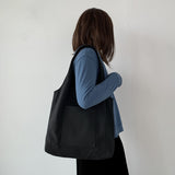 Cyflymder Shopping Bag Woman Bag Pure Color Series Beige Reusable Harajuku Commuter Simple Large Capacity Fashion Tote Bag