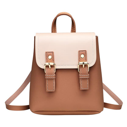 Cyflymder PU Leather Women Small Backpack Fashion Splicing Hit Color Shoulder Bags School Bags for Teenage Girls Casual Ladies Backpack