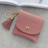 Realaiot Sweet Lady Card Wallet Mini Tassel Credit Card Holder for Student Women Small Money Coins Pouch Cute Bank Cards Change Bags