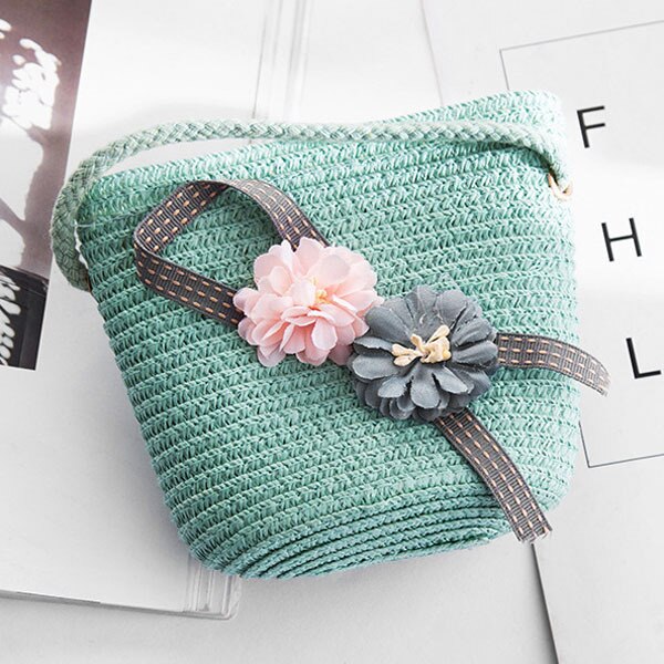 Realaiot Summer Hand Made Straw Bags Children Single Inclined Shoulder Bags Exquisiteness Kids Cartoon Coin Purses Cute Princess Handbags