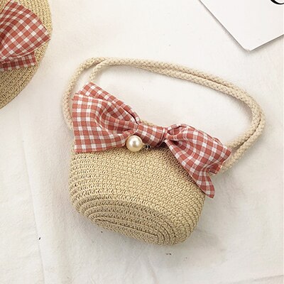 Realaiot Summer Hand Made Straw Bags Children Single Inclined Shoulder Bags Exquisiteness Kids Cartoon Coin Purses Cute Princess Handbags