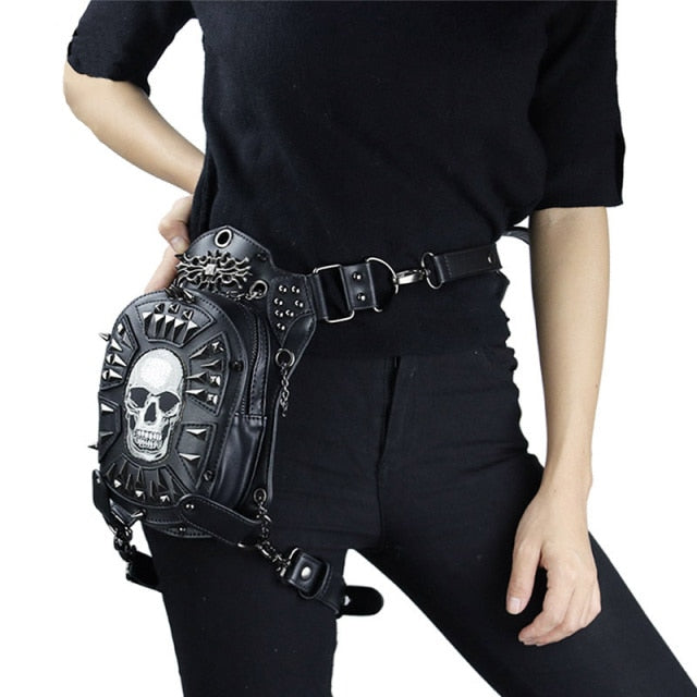 Realaiot Steampunk Waist Leg Bags Women Men Victorian Style Holster Bag Motorcycle Thigh Hip Belt Packs Messenger Shoulder Bags