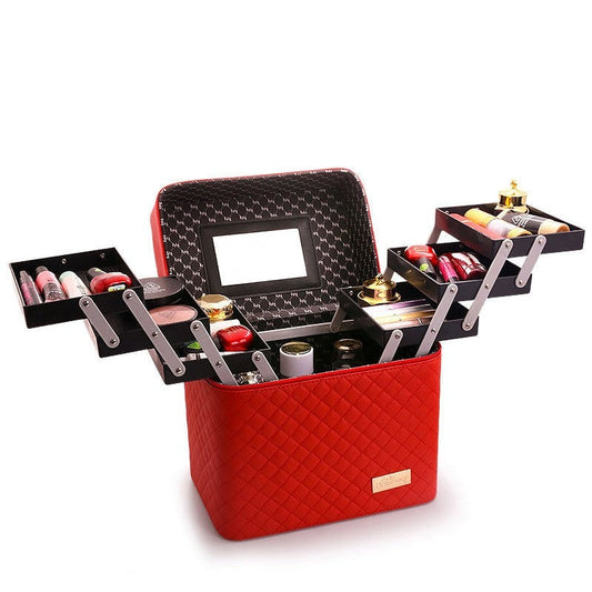 Cyflymder Professional Women Large Capacity Makeup Fashion Toiletry Cosmetic Bag Multilayer Storage Box Portable Make Up Suitcase