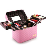 Cyflymder Professional Women Large Capacity Makeup Fashion Toiletry Cosmetic Bag Multilayer Storage Box Portable Make Up Suitcase