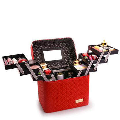 Cyflymder Professional Women Large Capacity Makeup Fashion Toiletry Cosmetic Bag Multilayer Storage Box Portable Make Up Suitcase