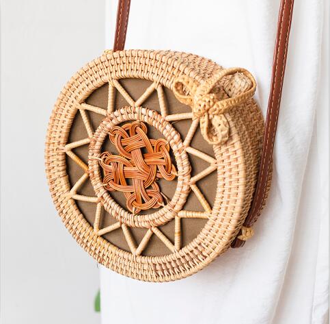 20x8cm Circle Handwoven Women Messenger Bags Round Retro Rattan Straw Beach Crossbody Bag good quality Bolsa Masculina