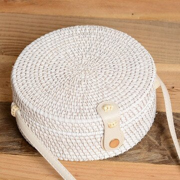 20x8cm Circle Handwoven Women Messenger Bags Round Retro Rattan Straw Beach Crossbody Bag good quality Bolsa Masculina