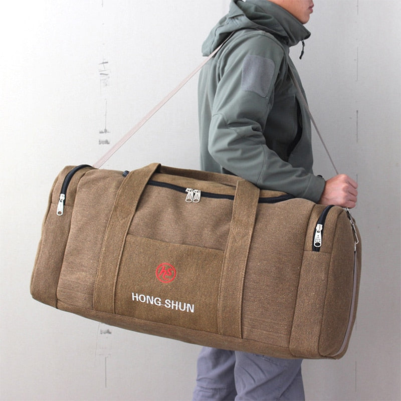 Realaiot Canvas Men Travel Bags Large Capacity Travel Duffel Hand Luggage Bag Multifunction Weekend Bag Sac de XA243K