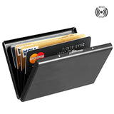 Realaiot Fashion Aluminum Antimagnetic Card Holder Women Men Metal Cowhide Rfid Credit Card Business Card Holders Organizer Purse Wallet Gifts for Men