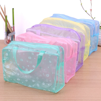 5 Colors Make Up Organizer Bag Toiletry Bathing Storage Bag Women Waterproof Transparent Floral PVC Travel Cosmetic Bag