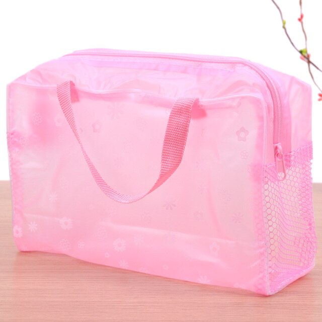 5 Colors Make Up Organizer Bag Toiletry Bathing Storage Bag Women Waterproof Transparent Floral PVC Travel Cosmetic Bag