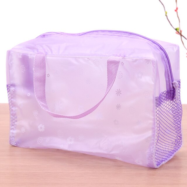 5 Colors Make Up Organizer Bag Toiletry Bathing Storage Bag Women Waterproof Transparent Floral PVC Travel Cosmetic Bag