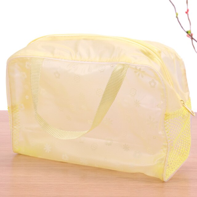 5 Colors Make Up Organizer Bag Toiletry Bathing Storage Bag Women Waterproof Transparent Floral PVC Travel Cosmetic Bag