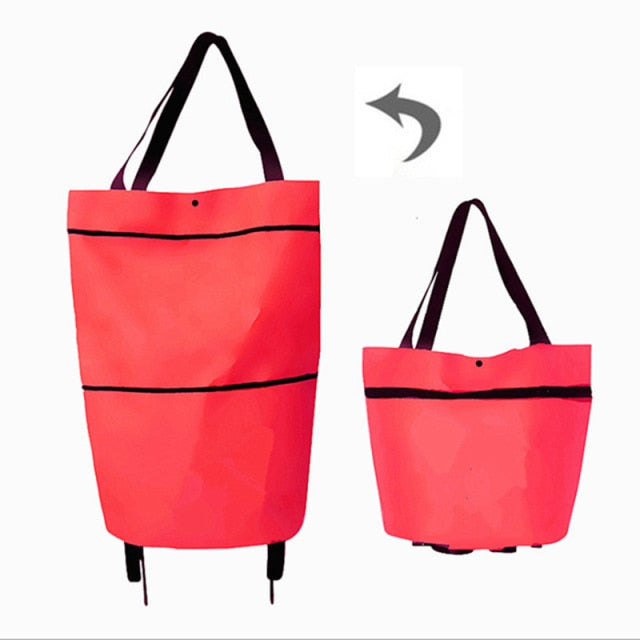 Cyflymder New Folding Shopping Bag Shopping Buy Food Trolley Bag on Wheels Bag Buy Vegetables Shopping Organizer Portable Bag