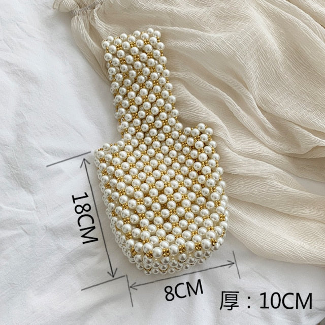 Cyflymder Mini Pearl Bag Handmade Vintage EVA Beaded Fashion Banquet Party Shoulder Bag Female Wedding Bags Luxury Women's Coin Purse