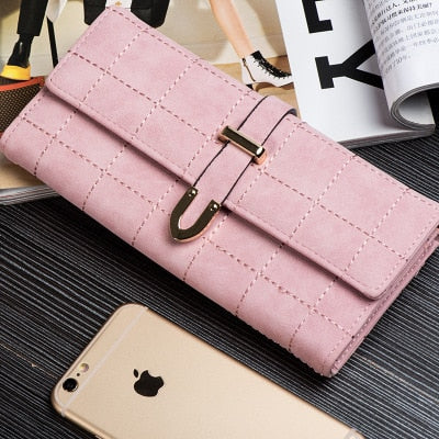 Realaiot Wallets Women Long Zipper Luxury Brand Leather Coin Purses Tassel Design Clutch lattice Female Money Bag Credit Card Holder