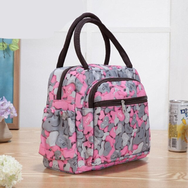 Realaiot Waterproof Picnic Lunch Bag Portable Oxford Canvas Tote Bags Food Storage Bags for Women Lunch Box Printing Thermal Bag