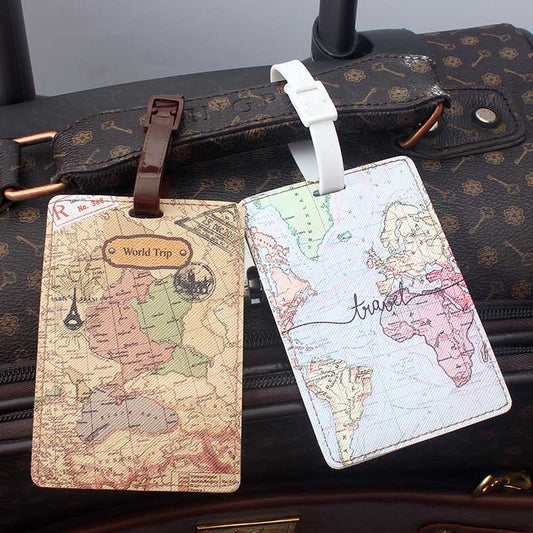 Creative World Map High Quality Travel Accessories Luggage Tag PU Suitcase ID Addres Holder Baggage Boarding Tag Portable Label