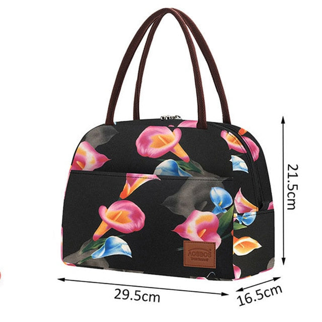 Realaiot Fashion Portable Insulated Canvas Lunch Bag Thermal Food Picnic Lunch Bags for Women Kids Men Cooler Lunch Box Bag Tote