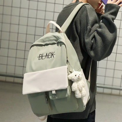 Cyflymder New Student Women Cute Backpack Harajuku Cotton Fabric Female Fashion School Bag Girl Luxury Book Kawaii Backpack Lady Bag Black