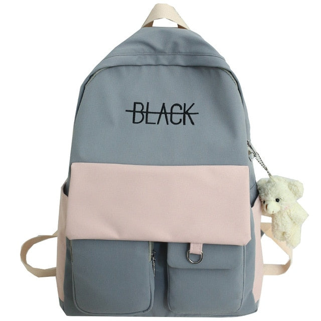 Cyflymder New Student Women Cute Backpack Harajuku Cotton Fabric Female Fashion School Bag Girl Luxury Book Kawaii Backpack Lady Bag Black