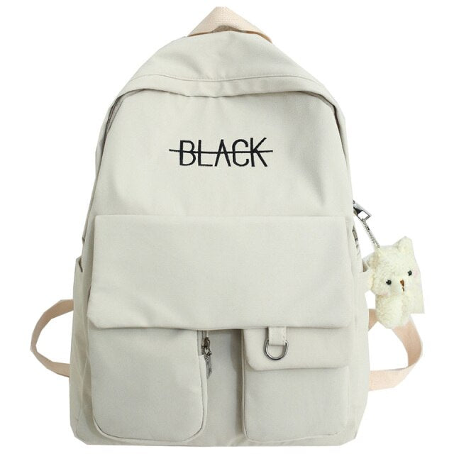 Cyflymder New Student Women Cute Backpack Harajuku Cotton Fabric Female Fashion School Bag Girl Luxury Book Kawaii Backpack Lady Bag Black